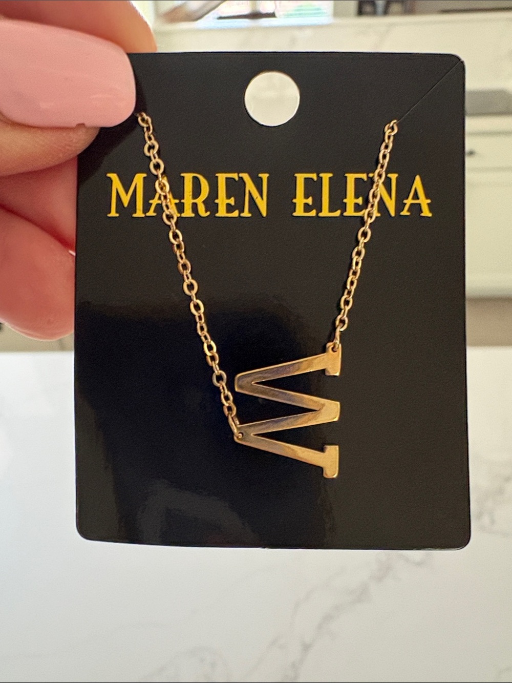 M initial necklace 18”